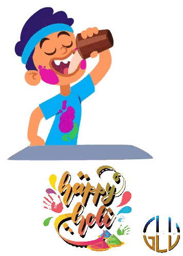 Man Drinking Bottle Happy Holi Sticker