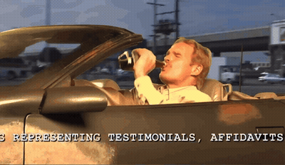 Man Drinking Bottle In Car With Testimonials Affidavits GIF