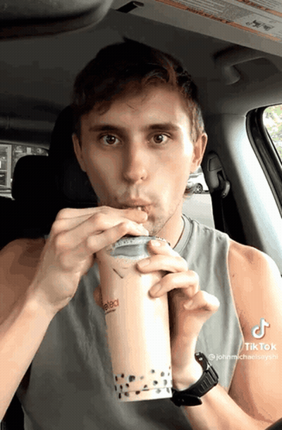 Man Drinking Bubble Tea GIF