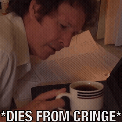 Man Drinking Coffee Dies From Cringe GIF