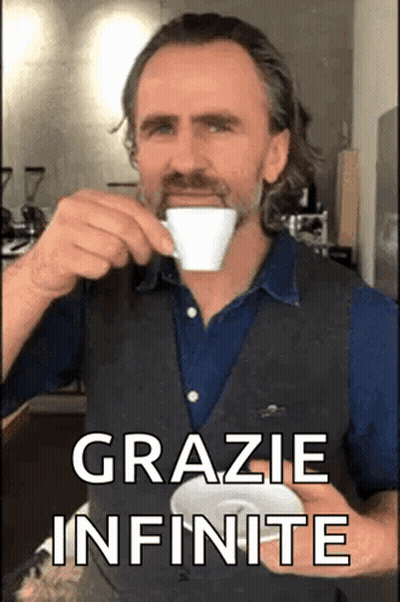 Man Drinking Coffee Grazie Infinite