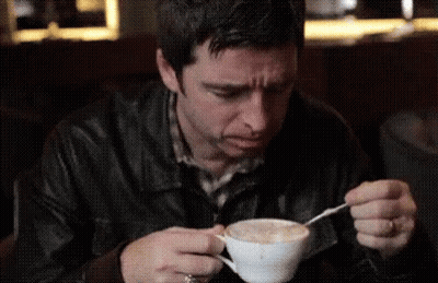 Man Drinking Coffee With Spoon GIF