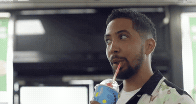 Man Drinking Dairy Queen Beverage With Straw GIF