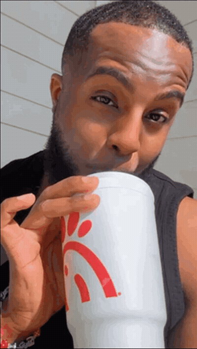 Man Drinking From Chick-Fil-A Cup GIF