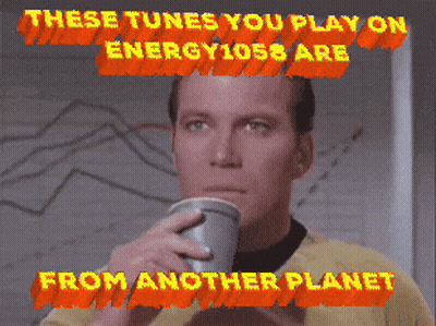 Man Drinking From Cup These Tunes You Play On Energy108 Are From Another Planet