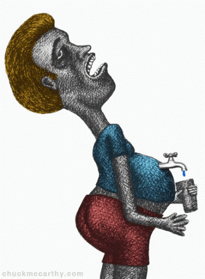 Man Drinking From Faucet With Chuckmccarthy.com GIF
