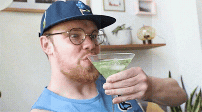 Man Drinking Green Martini GIF