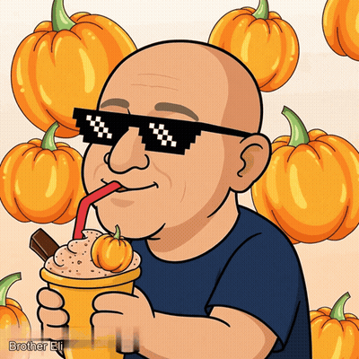 Man Drinking Milkshake With Pumpkins Brother Eli GIF