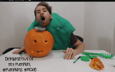 Man Drinking Out Of My Pumpkin GIF