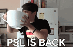 Man Drinking Psl From Gigantic Mug GIF