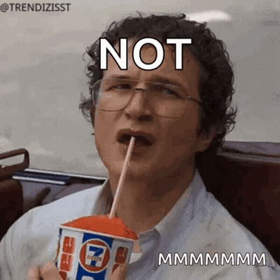 Man Drinking Slushy With Straw Saying Not GIF