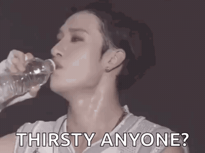 Man Drinking Water Asks If Anyone Thirsty GIF