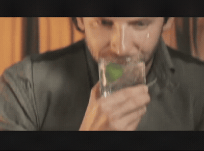 Man Drinking Water With Mint Leaf GIF