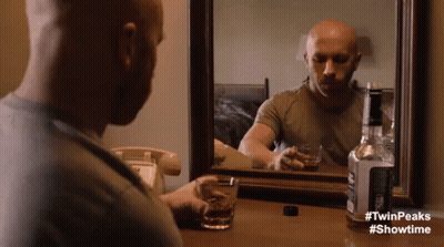 Man Drinking Whiskey In Front Of Mirror #Twinpeaks #Showtime GIF