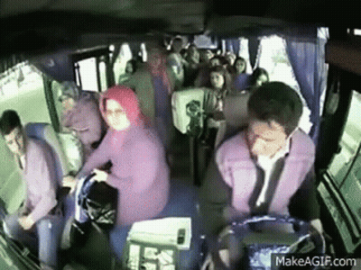 Man Driving Bus With People GIF