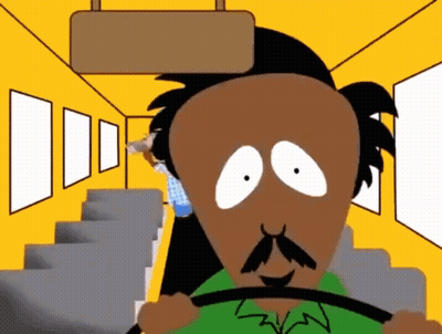 Man Driving Bus With Sign Above GIF