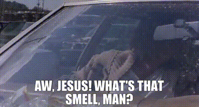 Man Driving Car Saying Aw Jesus What's That Smell GIF