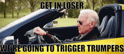 Man Driving Car Saying Get In Loser We're Going To Trigger Trumpers GIF