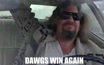 Man Driving Car Says Dawgs Win Again GIF