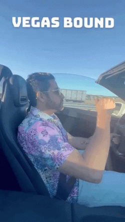 Man Driving Car Vegas Vacation Bound GIF