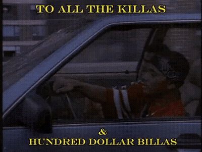Man Driving Car With Bandana Saying To All The Killers And Hundred Dollar Bills GIF