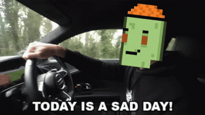 Man Driving Car With Pixelated Face Saying Today Is A Sad Day GIF