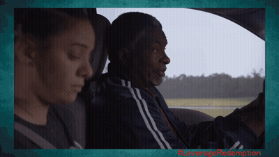 Man Driving Car With Woman In Back GIF