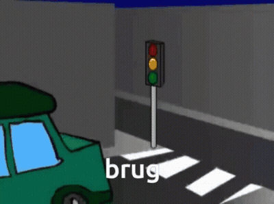 Man Driving Car With Word Brug GIF