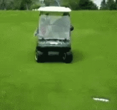 Man Driving Golf Cart With Woman On Back GIF