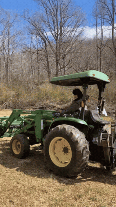 Man Driving Green John Deere Tractor In Field GIF