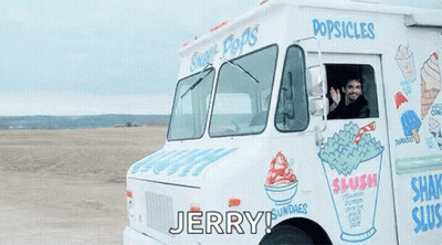 Man Driving Ice Cream Truck Saying Popsicles GIF
