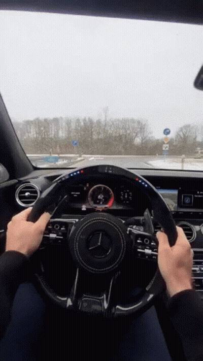 Man Driving Mercedes On Highway GIF