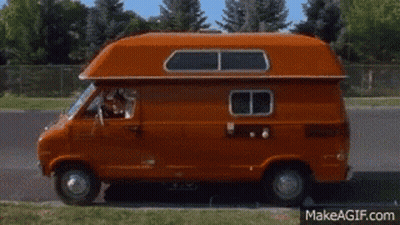 Man Driving Orange Van Saying Dang It GIF