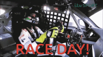 Man Driving Race Car With Race Day GIF
