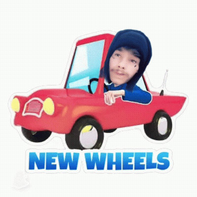 Man Driving Red Car New Wheels GIF