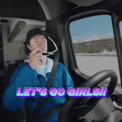 Man Driving Truck Saying Let's Go Girls GIF