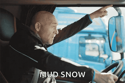 Man Driving Truck With Mud Snow GIF