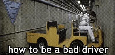 Man Driving Yellow Vehicle In Tunnel Saying How To Be A Bad Driver GIF
