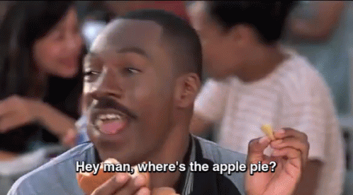 Man Eating Apple Pie Saying Where GIF