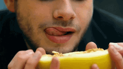Man Eating Banana Sideways GIF