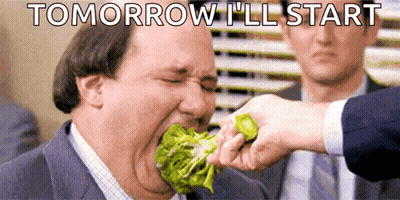 Man Eating Broccoli Saying Tomorrow I'll Start GIF