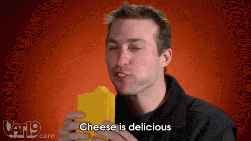 Man Eating Cheese With Cheese Is Delicious GIF