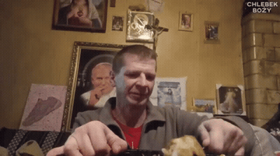 Man Eating Chicken Before Pope John Paul II GIF