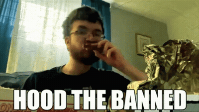 Man Eating Doughnut Saying Hood The Banned GIF