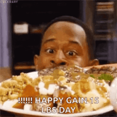 Man Eating Food Happy Gain 15 Lbs Day GIF