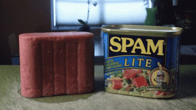 Man Eating Ham Next To Jar Of Pickle GIF
