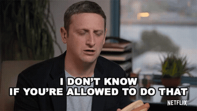 Man Eating Hot Dog Saying I Don't Know If You're Allowed To Do That GIF