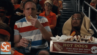 Man Eating Hot Dogs Champion GIF