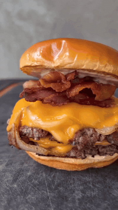 Man Eating Large Hamburger GIF