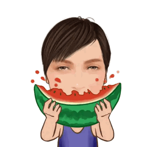Man Eating Large Watermelon Slice Sticker